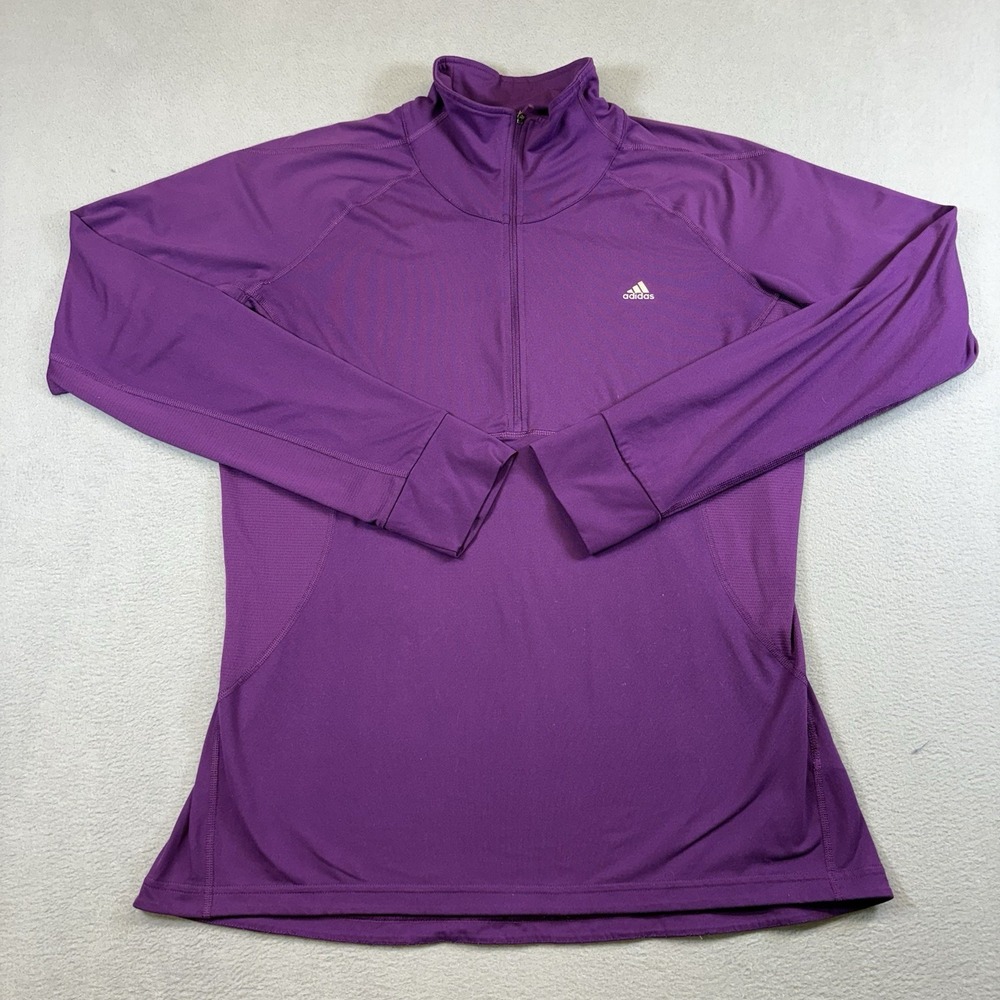 Adidas Purple Climalite Quarter Zip Pullover Track Top Outerwear Sportswear XL